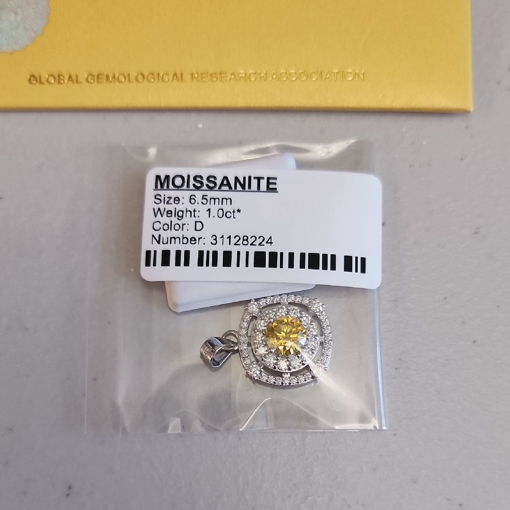 Yellow Moissanite Pendant Certified